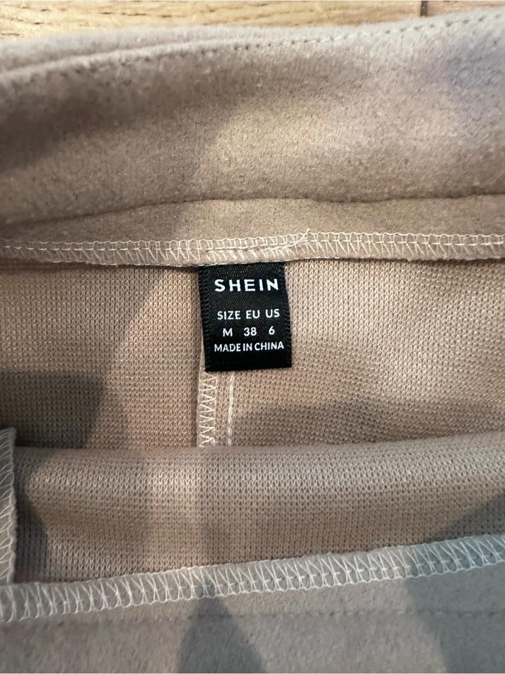 Beige Button-Accent Wrap Mini Skirt